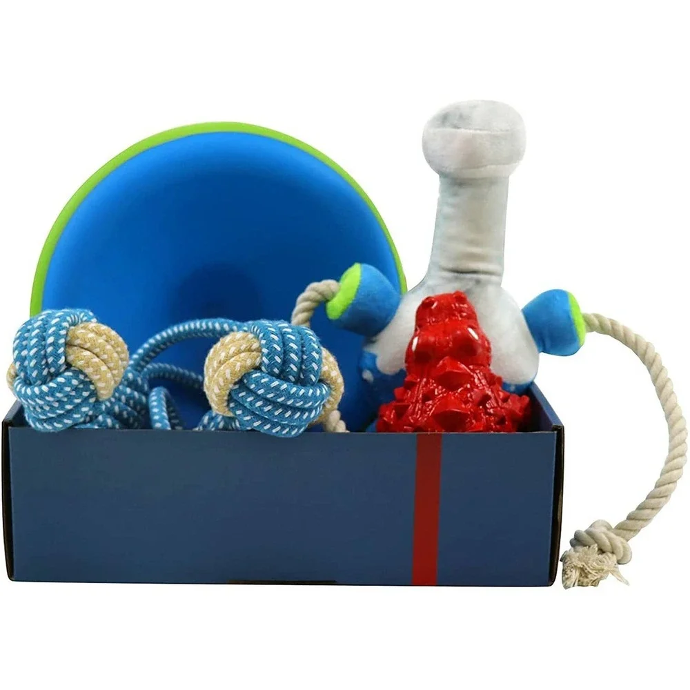 Interactive Dog Toy Set, Plush Squeaky Dog Toy with Movable Cotton Cope, Rubber - Picture 2 of 6